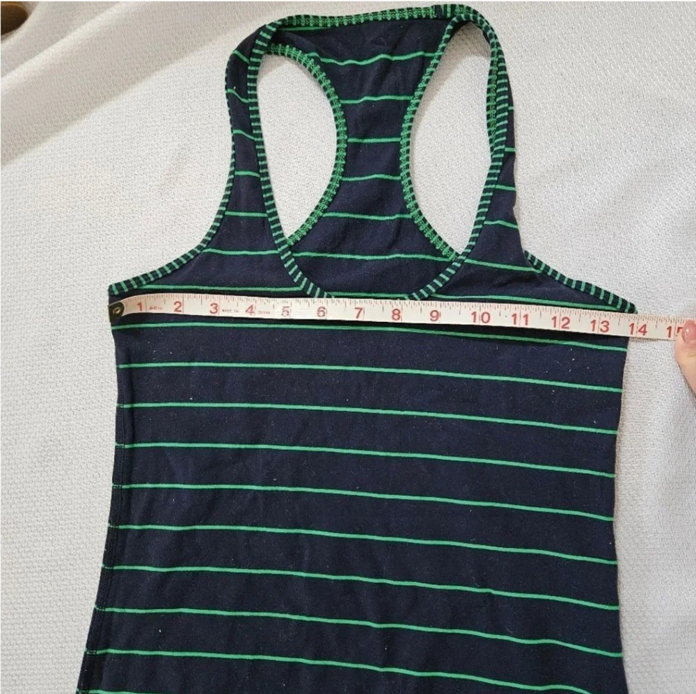 Lululemon Navy and Green Striped Tank Size Small - Picture 2 of 4